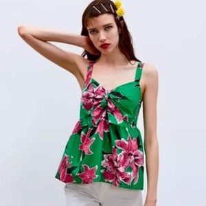 Zara Tie Knot Front Floral Tank NWT - Medium